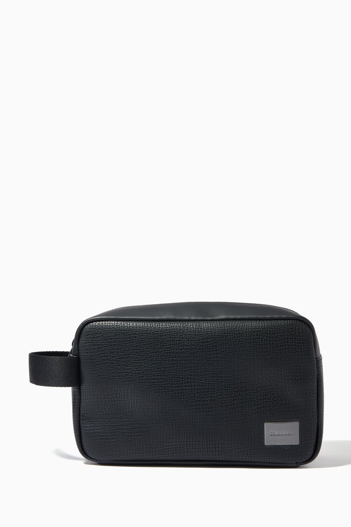 

Wash Bag in Faux Leather, Black