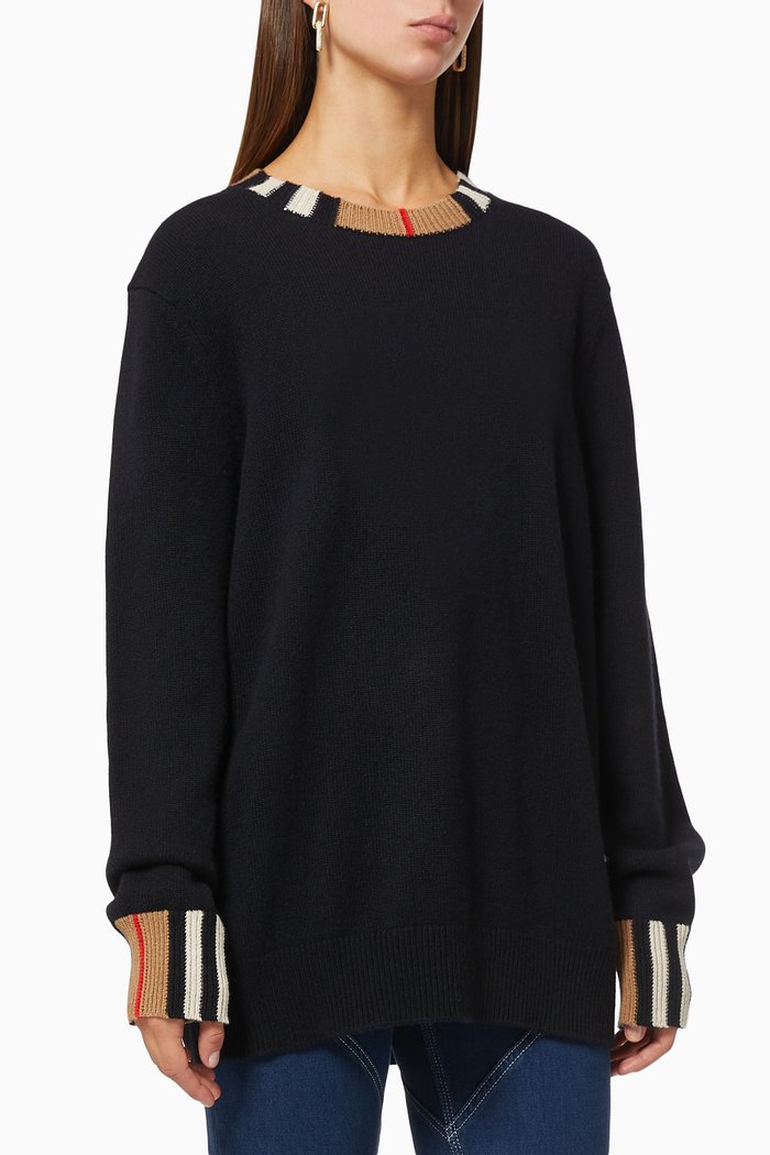 

Icon Stripe Sweater in Cashmere, Black