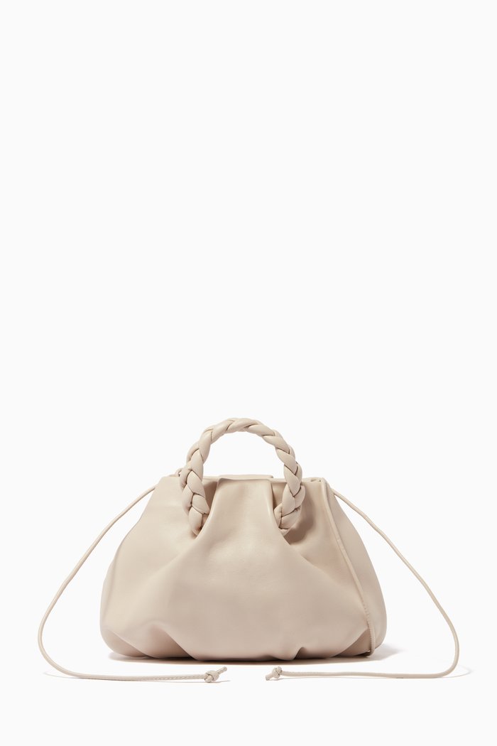 

Bombon Small Top Handle Bag in Leather, Neutral