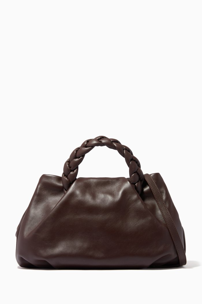 

Bombon Large Top Handle Bag in Leather, Brown