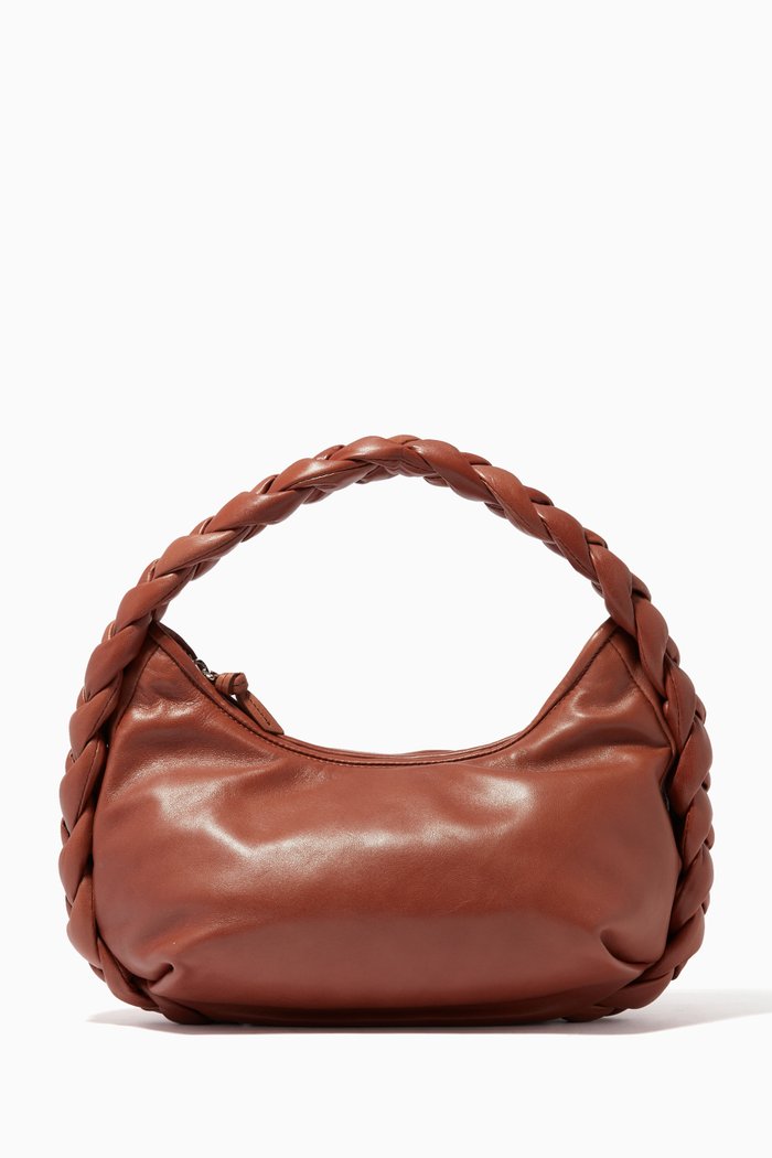 

Espiga Small Top Handle Bag in Leather, Brown