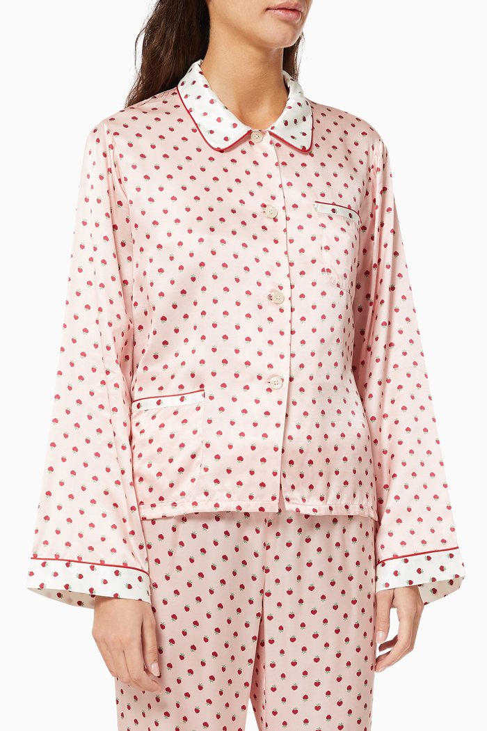 

Ruthie Top with Strawberry Hearts, Pink