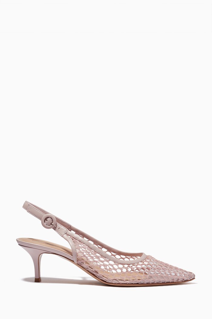 

Alisia 55 Slingbacks in Fishnet Mesh & Nappa, Pink