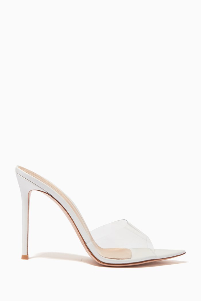 

Elle 105 Mules in Leather & Plexi Glass, White
