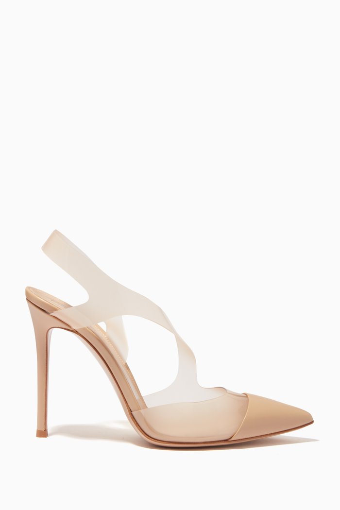 

105 Pumps in Leather & Plexi Glass, Neutral
