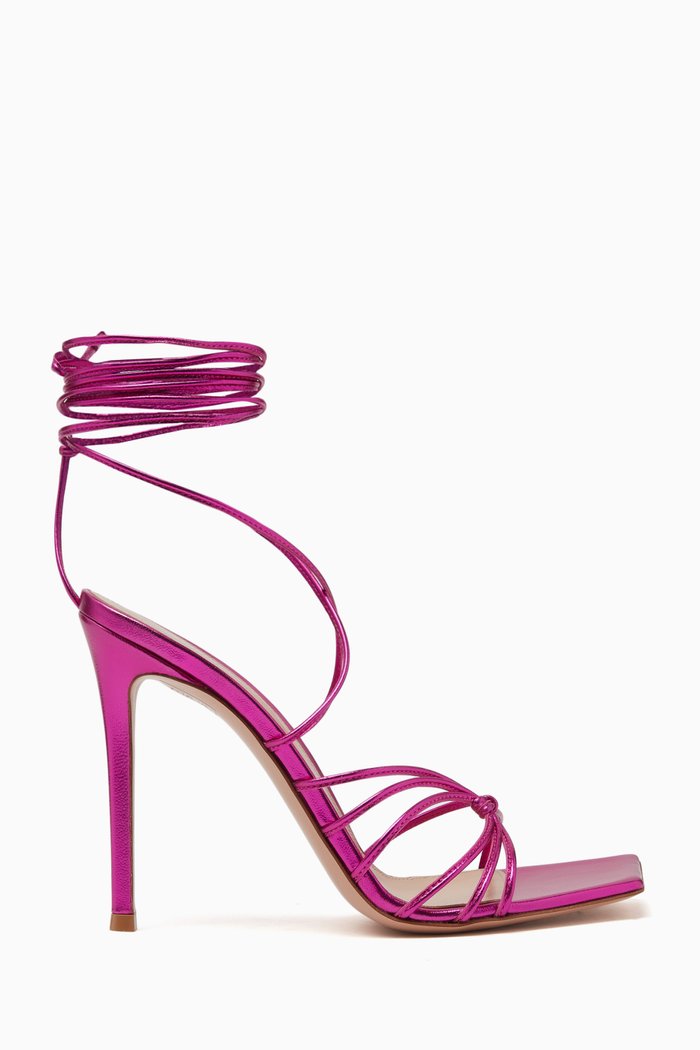 Sylvie 105 Sandals in Metallic Leather & Silk, Pink