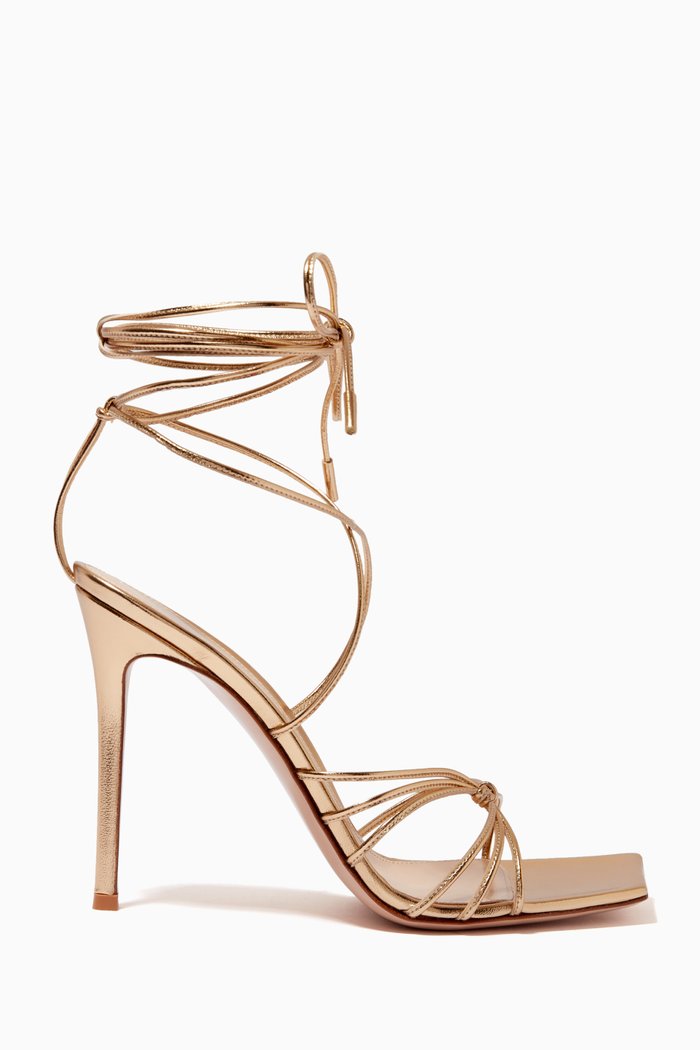 

105 Strappy Sandals in Metallic Nappa, Gold