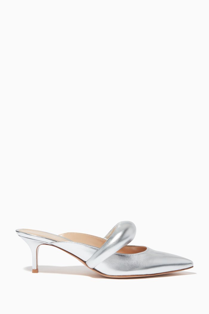 

Bijoux 55 Pointed Mules in Metallic Nappa, Silver