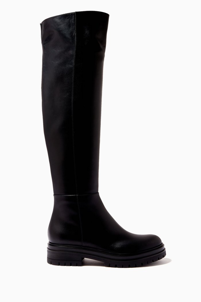 

Quinn Knee High Boots in Calf Leather, Black