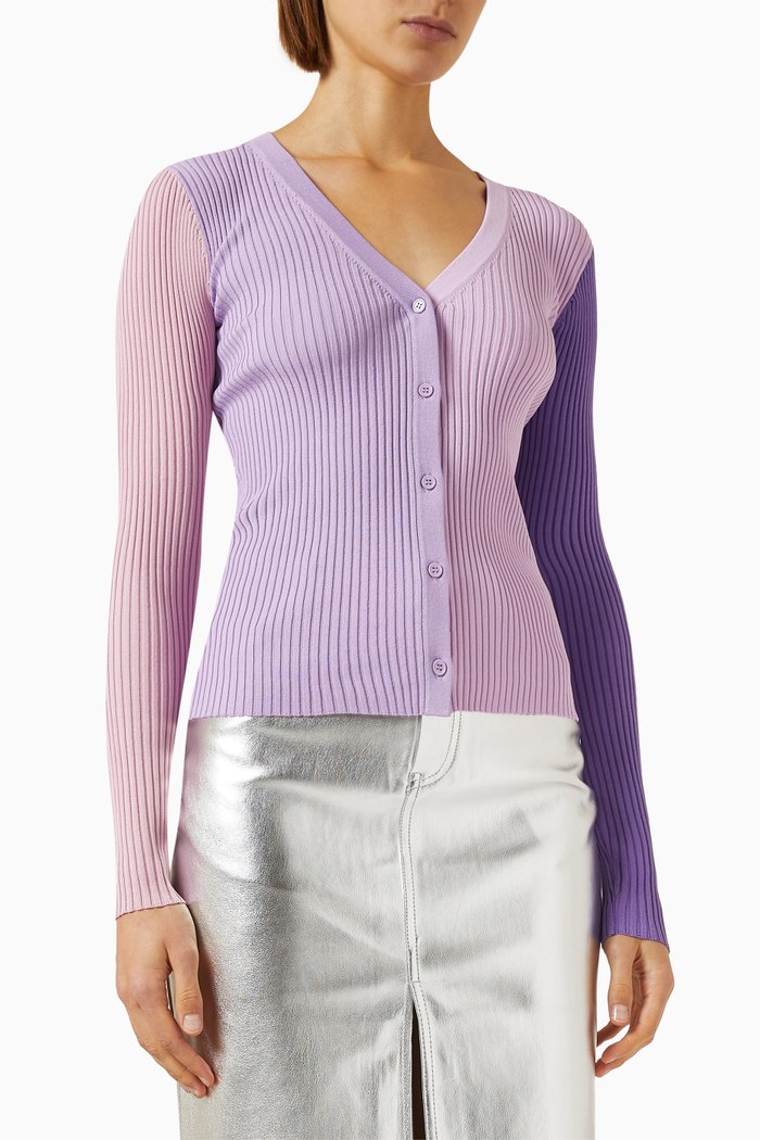 

Cargo Sweater in Ribbed Knit, Purple