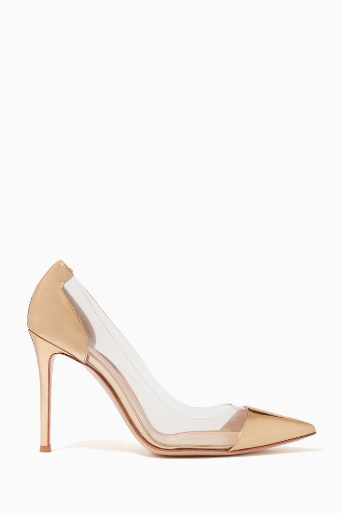

Plexi 105 Pumps in Metallic Leather & Plexi, Gold