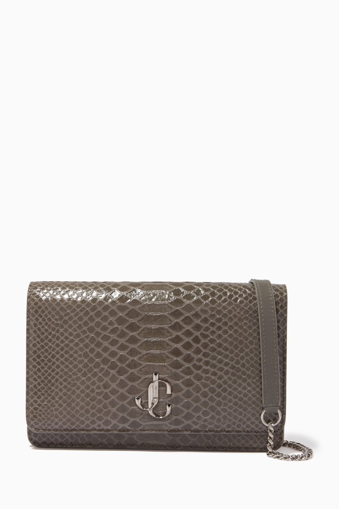 

Palace Mini Bag in Gel Snake Printed Leather, Grey