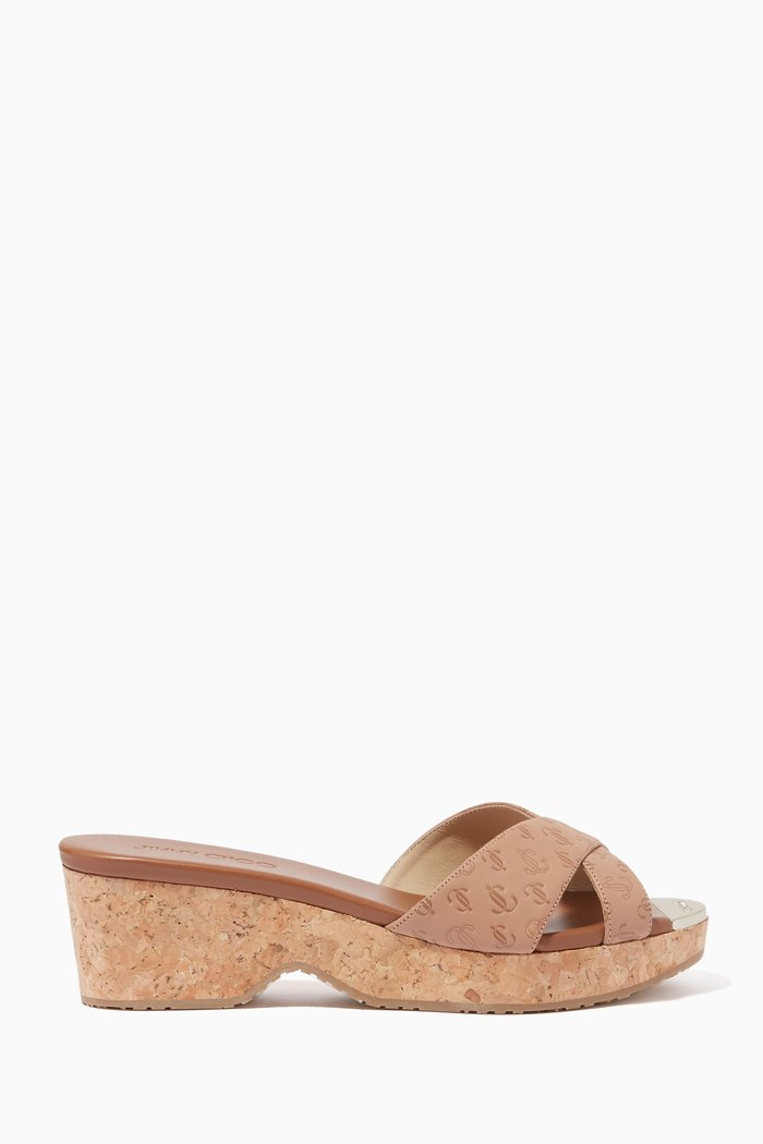 Panna 50 Wedge Sandals in JC Leather, Brown