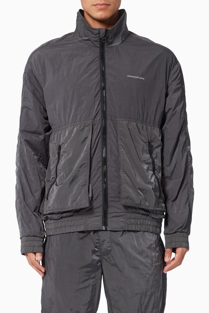 

Two-tone Windbreaker in Soft Nylon, Grey