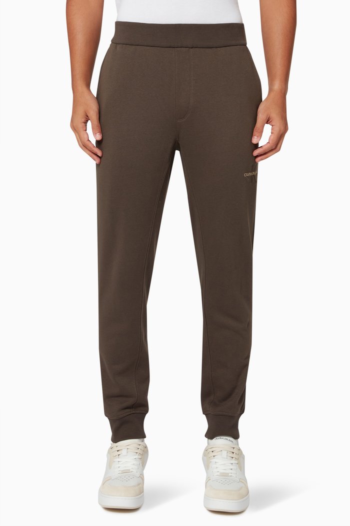 

CK Logo Joggers in Organic Cotton Blend, Grey