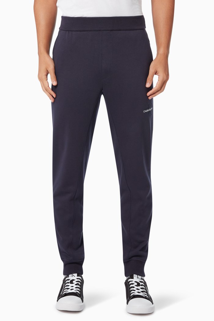 

CK Logo Joggers in Organic Cotton Blend, Blue