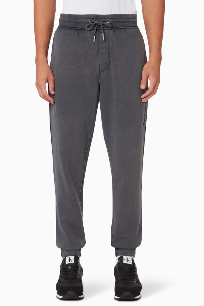 Washed Jogger Pants in Organic Terry, Grey