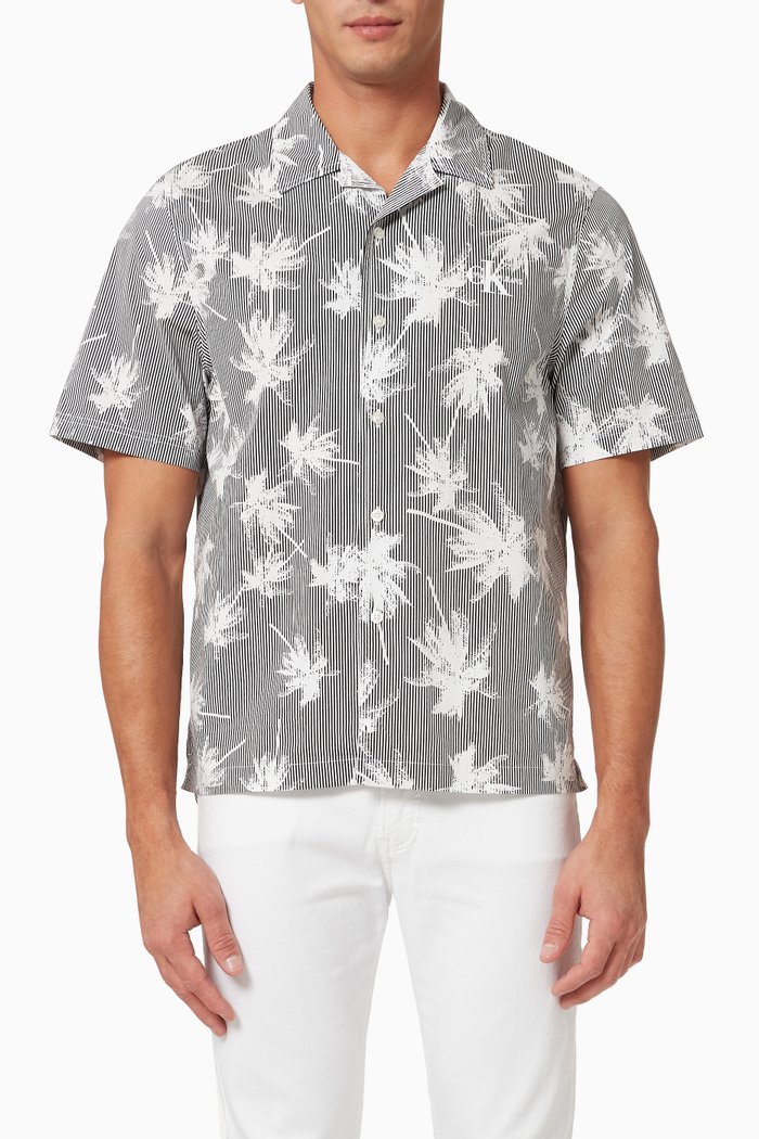 

Printed Shirt in Stretch Poplin, Grey