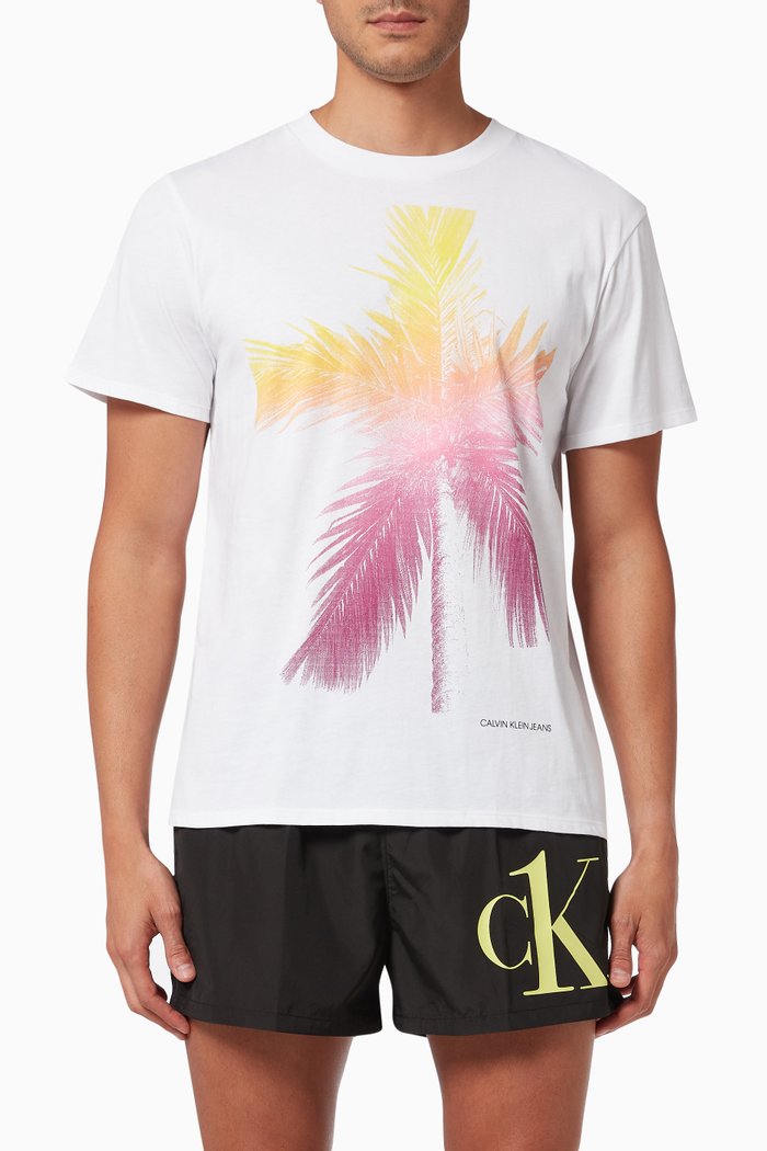 

Palm Print T-shirt in Cotton, White