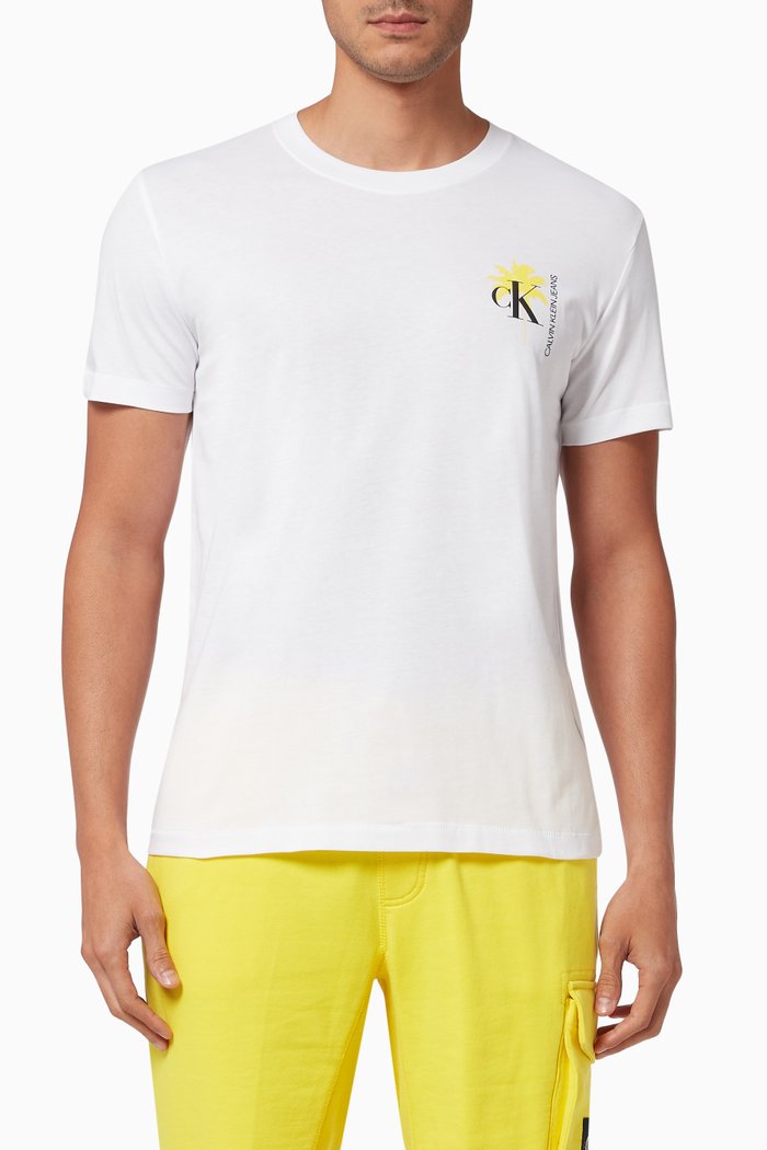 

Palm Print T-shirt in Organic Cotton, White