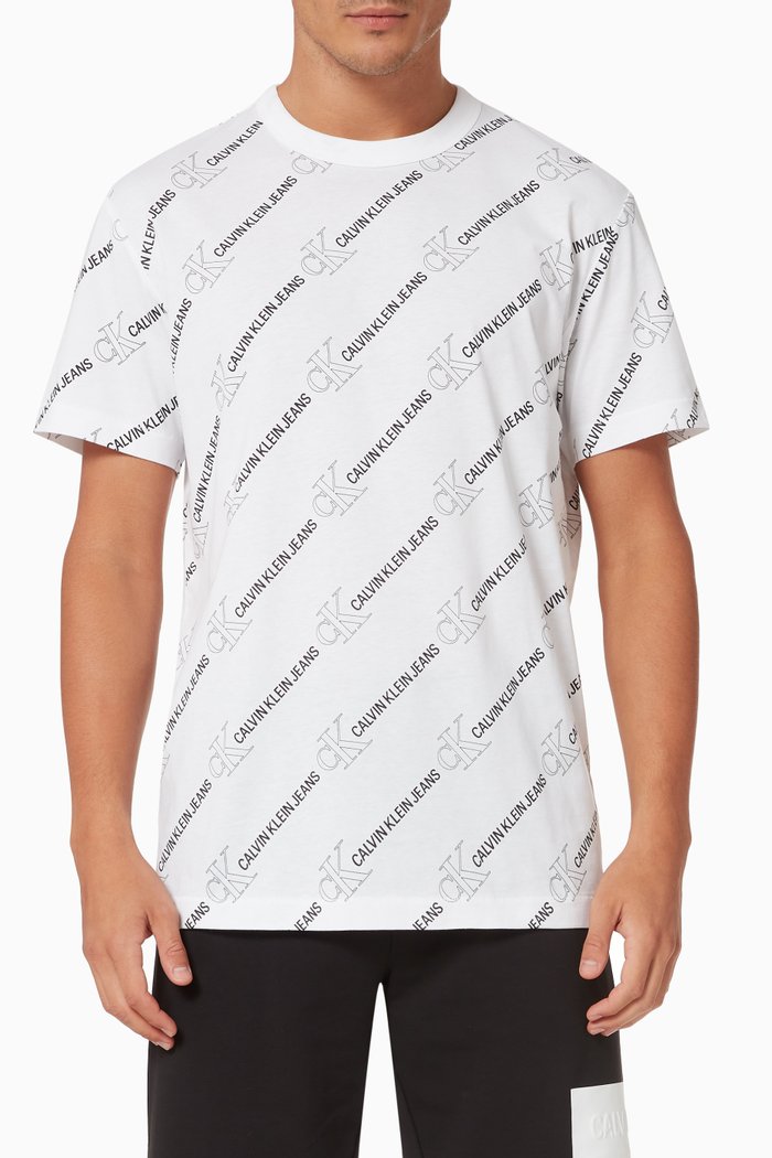 All-Over Logo T-shirt in Organic Jersey, White
