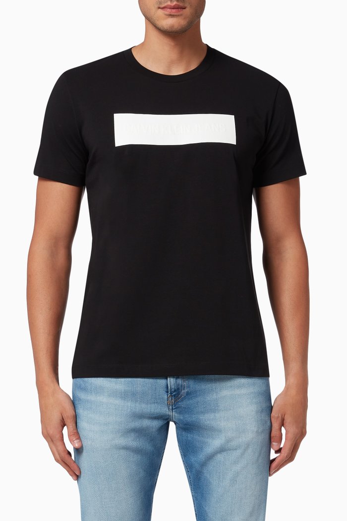 Embossed Logo T-shirt in Cotton, Black