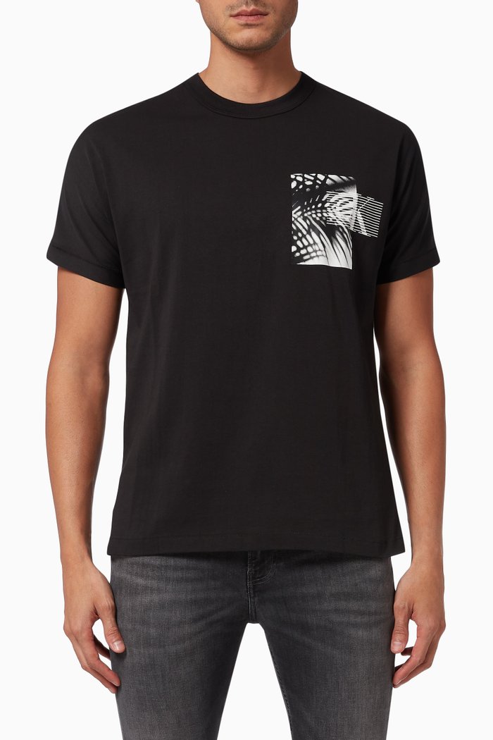 

Palm Print T-shirt in Organic Cotton, Black