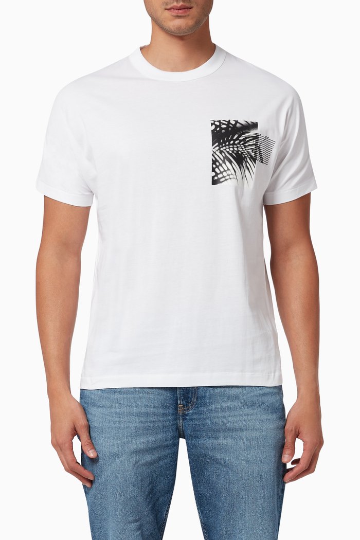

Palm Print T-shirt in Organic Cotton, White