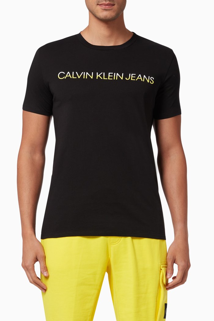 

Two-tone Logo T-shirt in Organic Cotton, Black