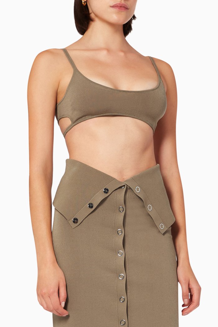 

Hoisery Bra Top in Jersey, Brown