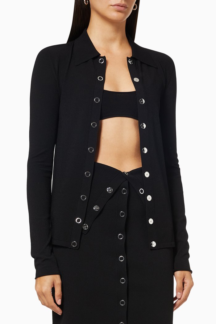 

Cardigan Top in Viscose Blend, Black