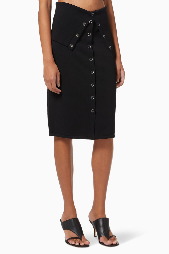 

Hoisery Buttoned Skirt in Jersey, Black