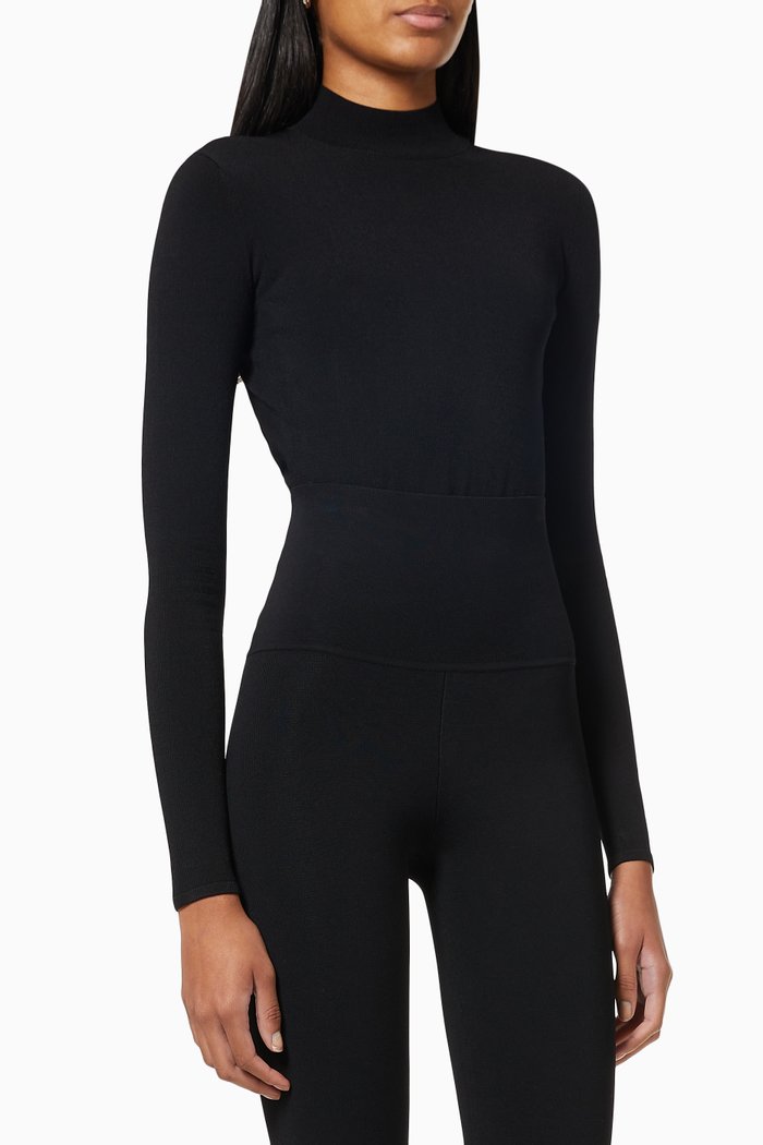 

Open Back Bodysuit in Viscose Blend, Black