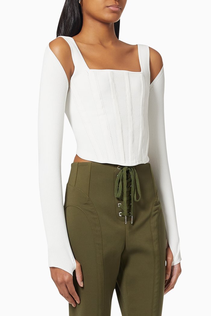 

Pointelle Corset Top & Shrug in Viscose Blend, Neutral
