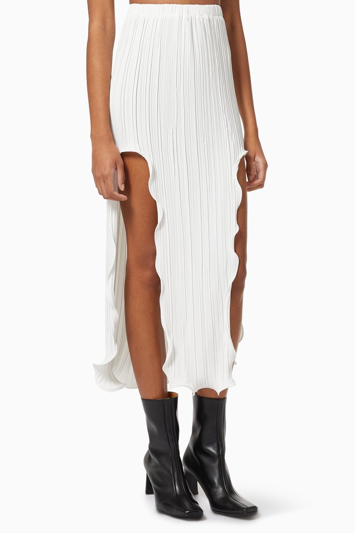 

Fluted Slit Skirt in Crepe, Neutral