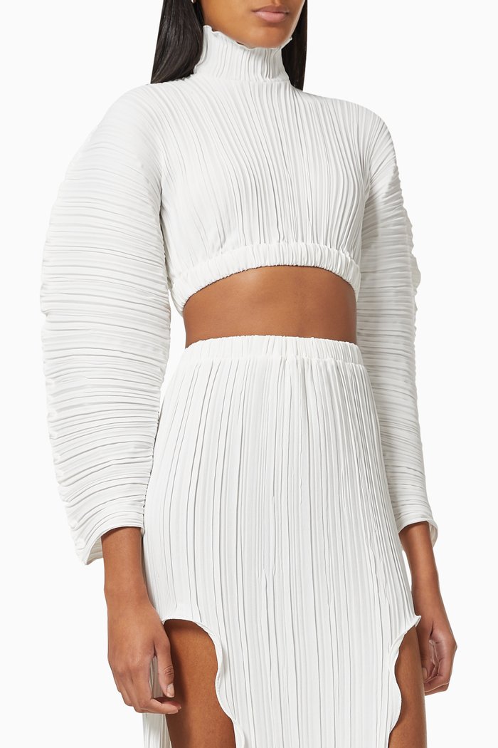 

Cocoon Crop Top in Pleated Crepe, Neutral