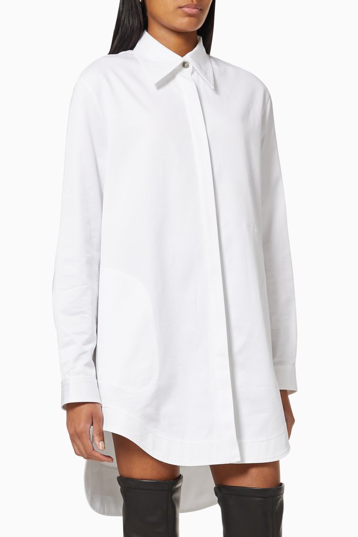 

Harness Shirt Dress in Cotton Poplin, White