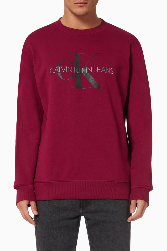 

Monogram Sweatshirt in Organic Cotton, Burgundy