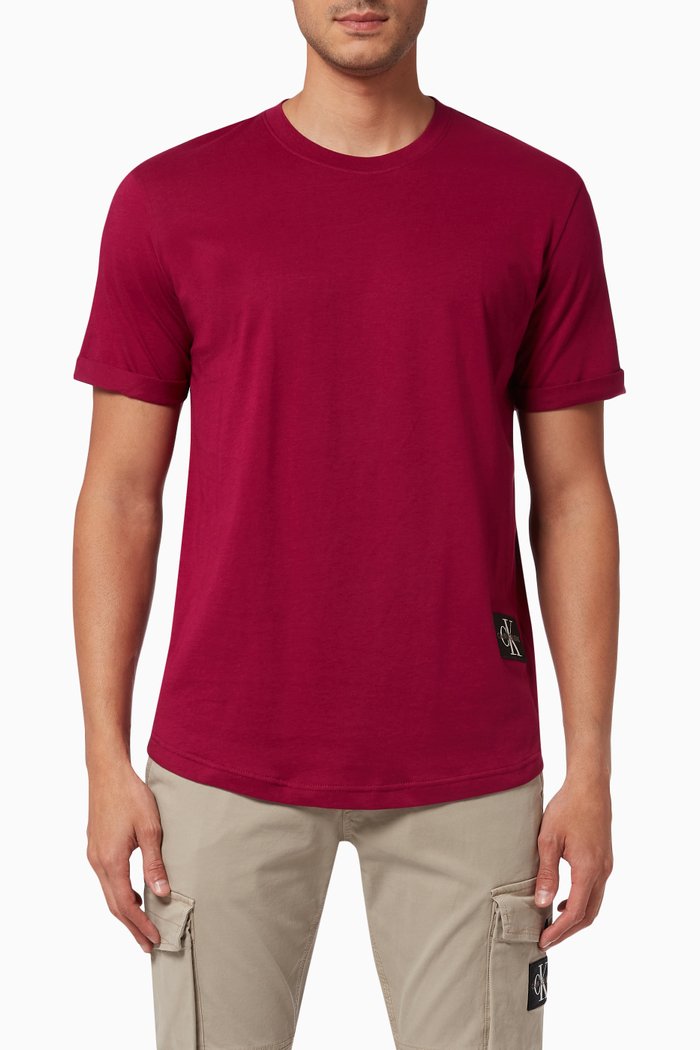 

Badge T-shirt in Organic Cotton, Burgundy