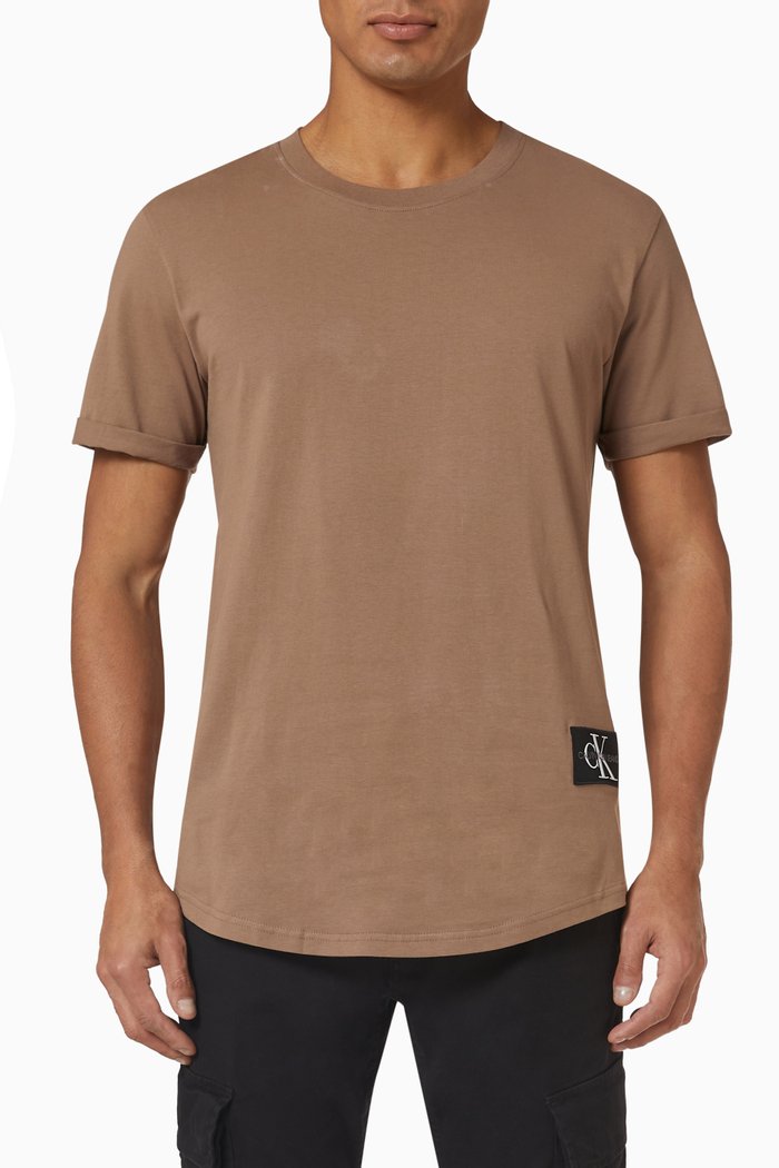 Badge T-shirt in Organic Jersey, Brown