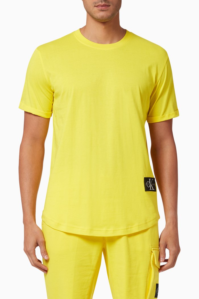 Badge T-shirt in Organic Cotton, Yellow
