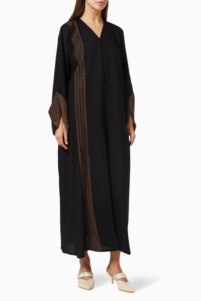

Beaded Abaya in Crepe, Black