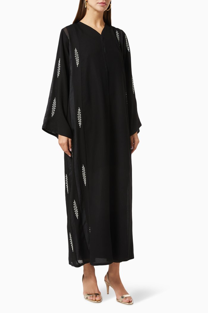 

Beaded Abaya in Crepe, Black
