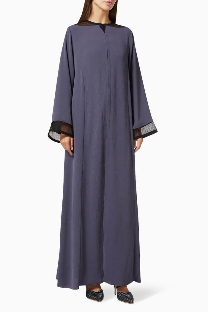 

Mesh Trim Abaya, Blue