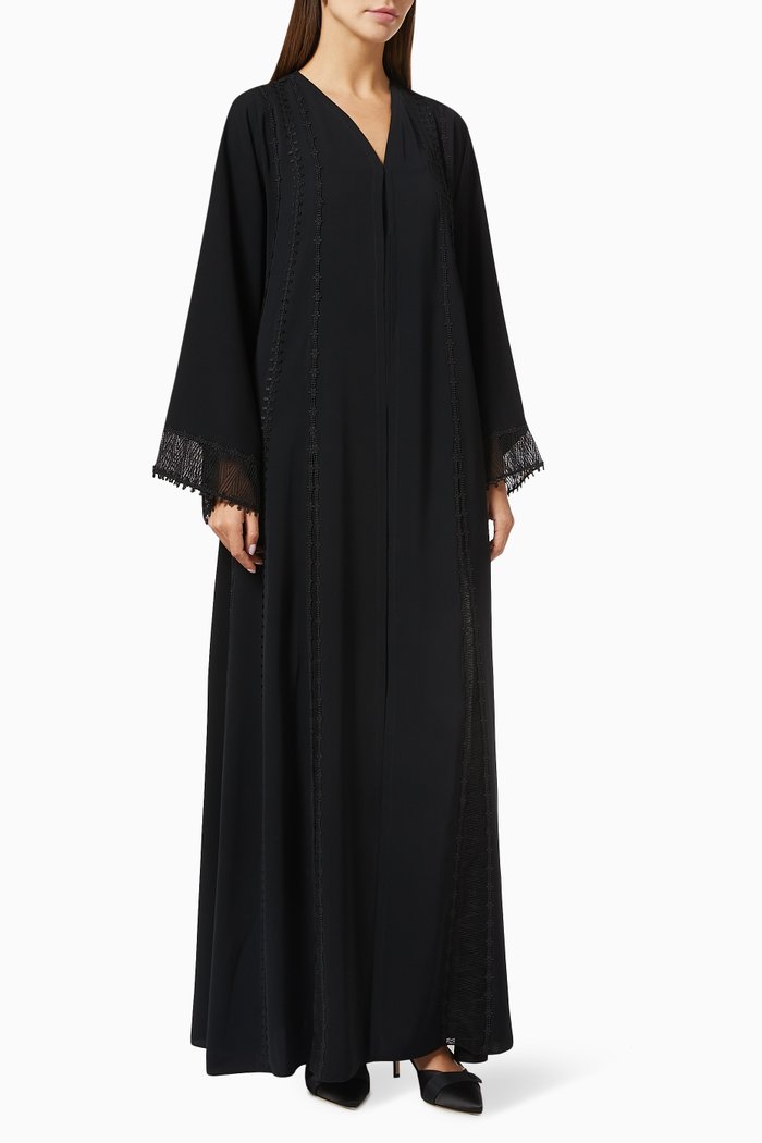

Floral Embroidered Abaya, Black