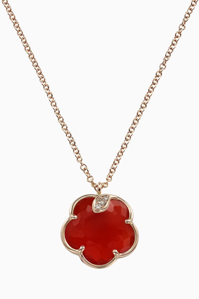 

Petit Joli Diamond Necklace with Red Carnelian in 18kt Rose Gold
