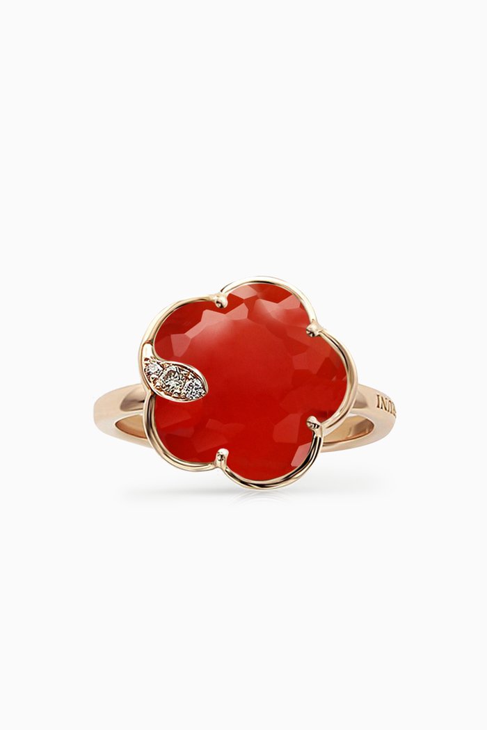

Petit Joli Diamond Ring with Red Carnelian in 18kt Rose Gold