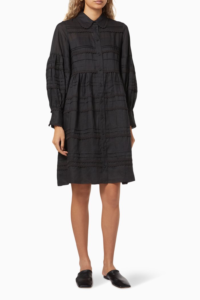 

Camila Balloon Sleeve Dress in Cotton, Black
