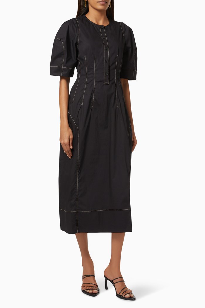 

Nerissa Darted Cocoon Dress in Organic Cotton, Black