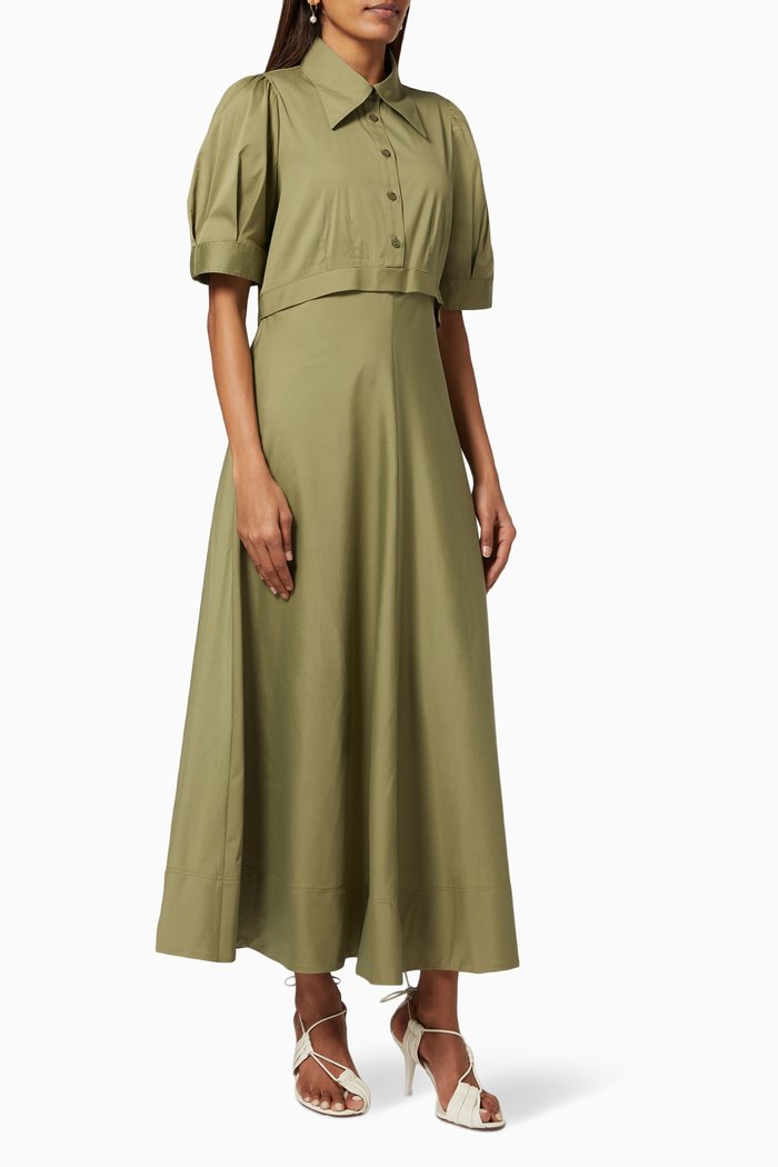 

Elizabeth Bias Maxi Dress in Cotton, Brown